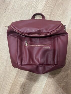 Fawn Design Burgundy Pebbled Faux Leather Backpack